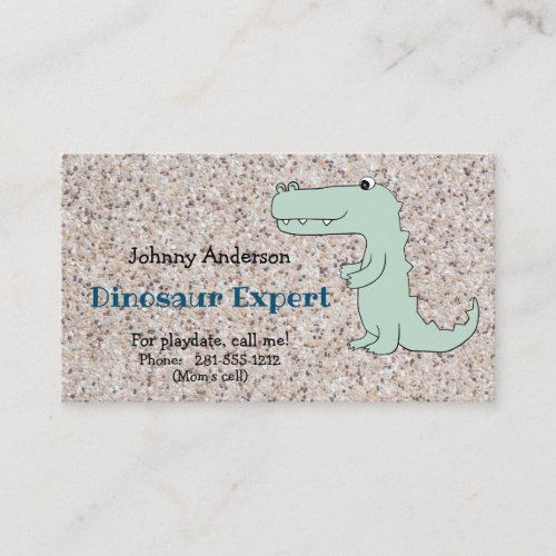 Child Dinosaur Business Card For Boy Playdate