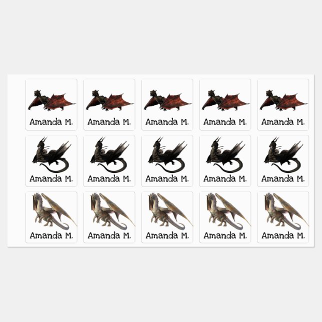 Child Dragon Waterproof Iron On Clothing Kids' Labels (Sheet)