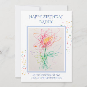 Child Drawing Photo Happy Birthday Daddy Keepsake Invitation