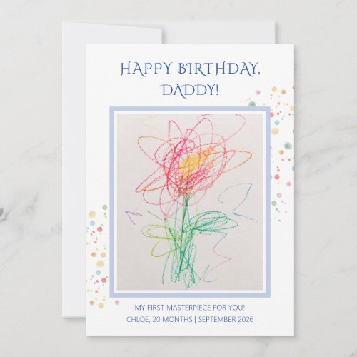 Child Drawing Photo Happy Birthday Daddy Keepsake Invitation