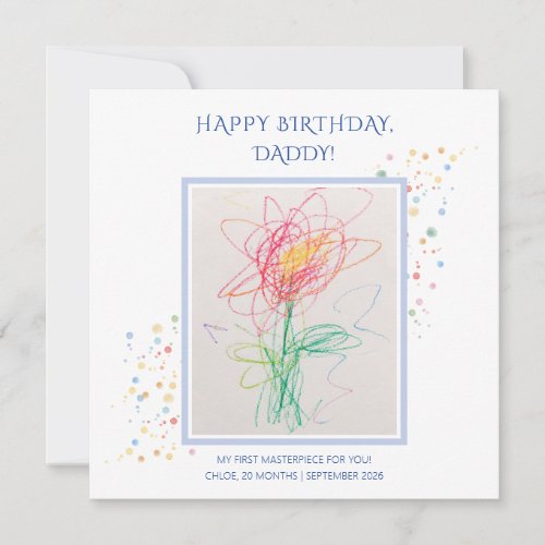 Child Drawing Photo Happy Birthday Daddy Keepsake Save The Date