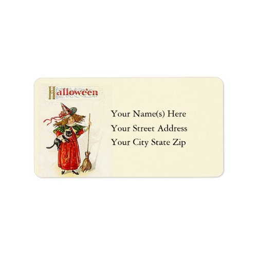 Child Dressed As Witch Halloween Address Label