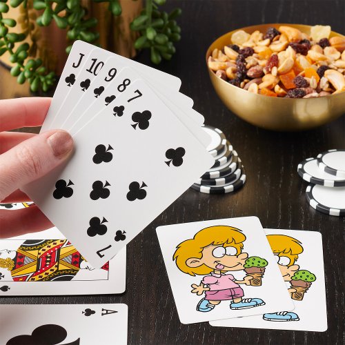 Child Eating Ice Cream Playing Cards