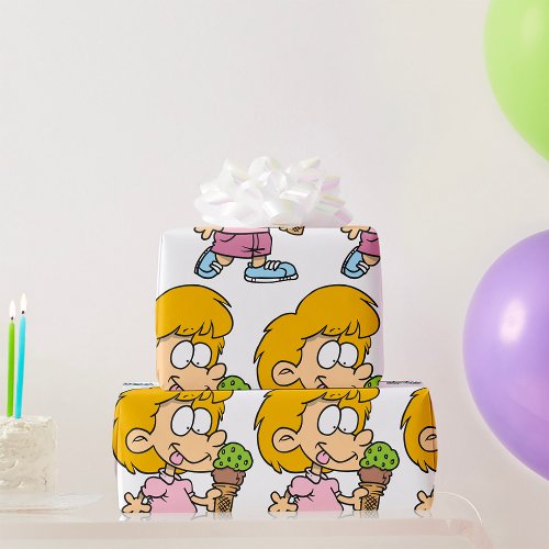 Child Eating Ice Cream Wrapping Paper