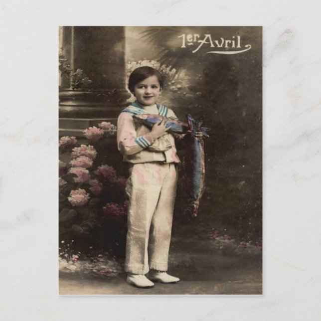 Child Fish Poisson d'avril April Fool's Day Postcard (Front)