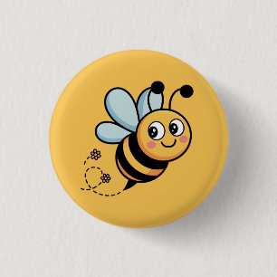 Child-Friendly Bee Mascot with Dotted Trail Button