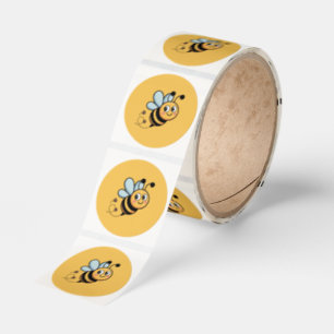 Child-Friendly Bee Mascot with Dotted Trail Classic Round Sticker