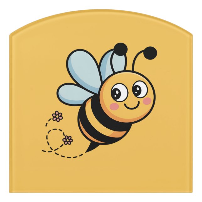 Child-Friendly Bee Mascot with Dotted Trail Door Sign (Contour Front)