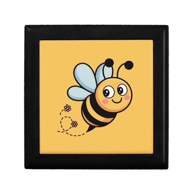 Child-Friendly Bee Mascot with Dotted Trail Gift Box (Front)