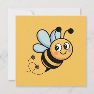 Child-Friendly Bee Mascot with Dotted Trail Invitation