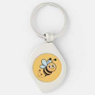 Child-Friendly Bee Mascot with Dotted Trail Keychain