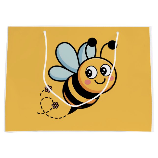 Child-Friendly Bee Mascot with Dotted Trail Large Gift Bag (Front)
