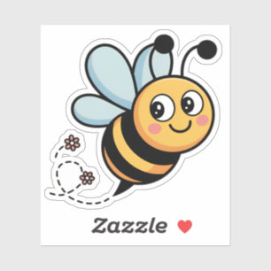 Child-Friendly Bee Mascot with Dotted Trail Sticker