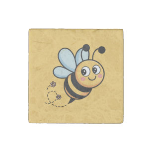 Child-Friendly Bee Mascot with Dotted Trail Stone Magnet