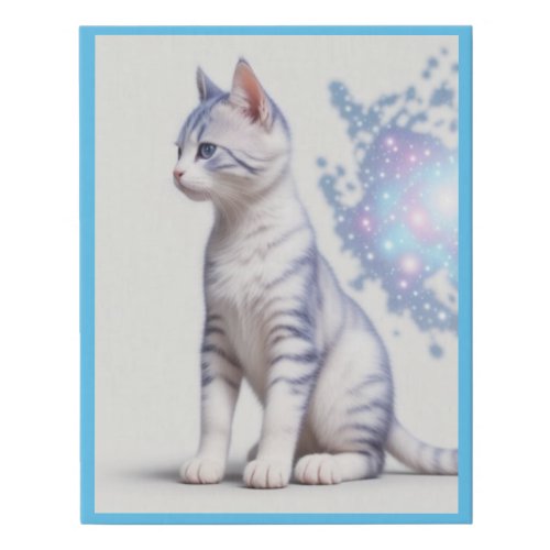 Child Galaxy Blue Tinted Cat Faux Canvas Print