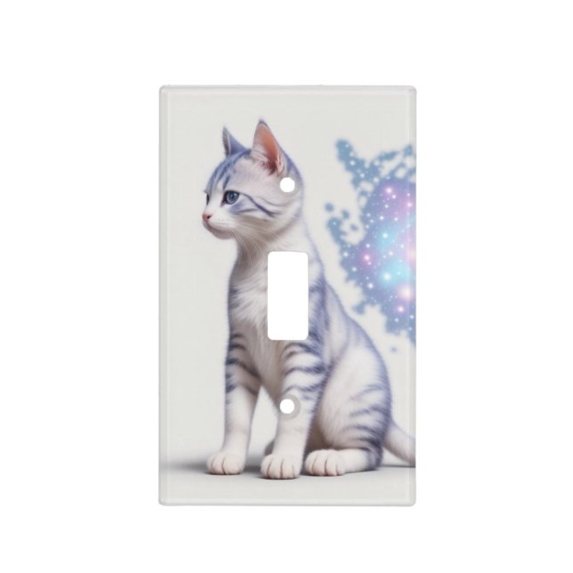 Child Galaxy Blue Tinted Cat Light Switch Cover (Front)