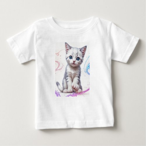 Child Galaxy Blue Tinted Kitten Baby T_Shirt