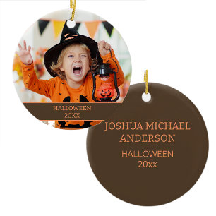 Child Grandchild Halloween Photo Name Date Ceramic Ornament
