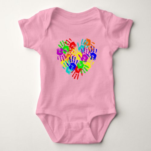 Child Handprint Heart Baby Bodysuit