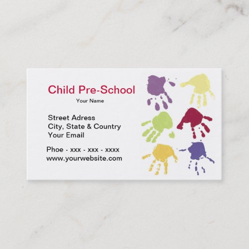 Child Hands Pre_School Business Card