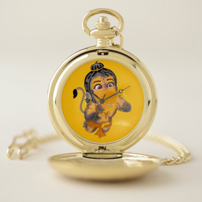 Child Hanuman Wall Clock Pocket Watch (Inside)