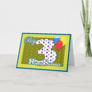 Child Happy 3rd Birthday, Balloons Big  Birthday Card