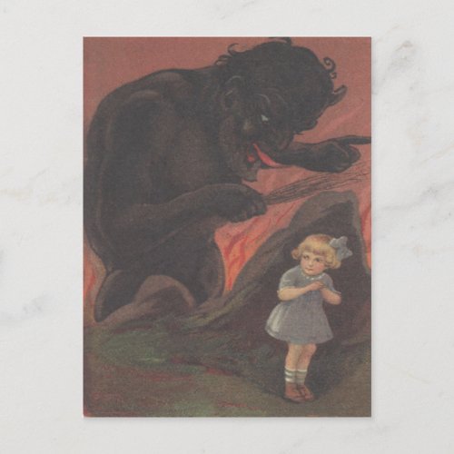 Child Hiding From Krampus Postcard