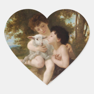 Child Holding a White Lamb Thank You Card Heart Sticker