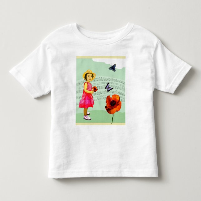 Child: I love music! poppies butterflies Toddler T-shirt (Front)