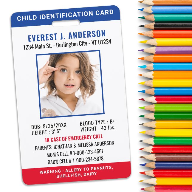 Child ID Custom Photo Identification Emergency   Badge (Creator Uploaded)