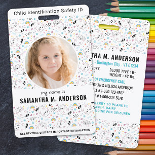 Child ID Emergency Identification Fun Kids Photo Badge