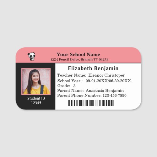 Child ID Identification Card School Custom Name Tag