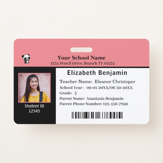 Child ID Identification Card Student School Badge | Zazzle.com