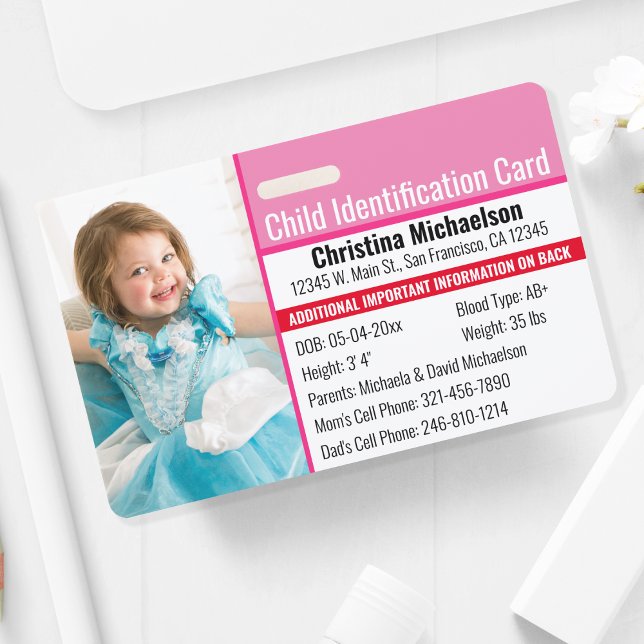 Child ID Photo Identification Emergency Allergy Badge (Creator Uploaded)