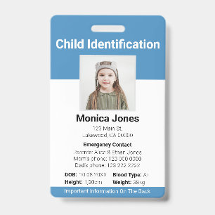 Child Identification Photo Blue Badge