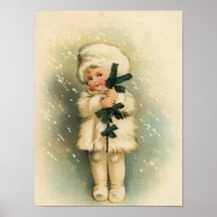 Child in a Snowstorm Card Poster