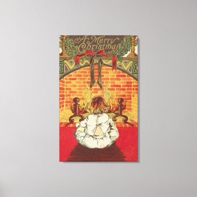 Child in Front of Fireplace Canvas Print (Front)