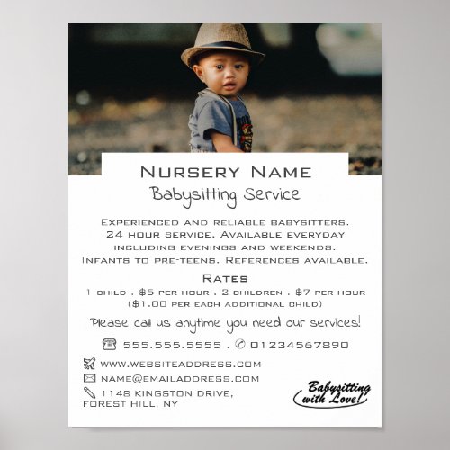 Child in Hat Babysitter Daycare Nursery Advert Poster