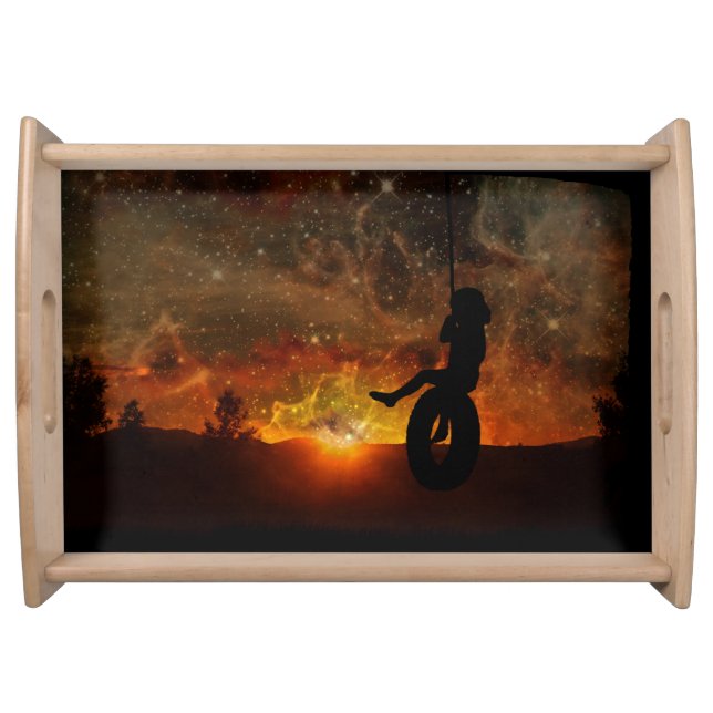 Child In Tire Swing Serving Tray (Front)