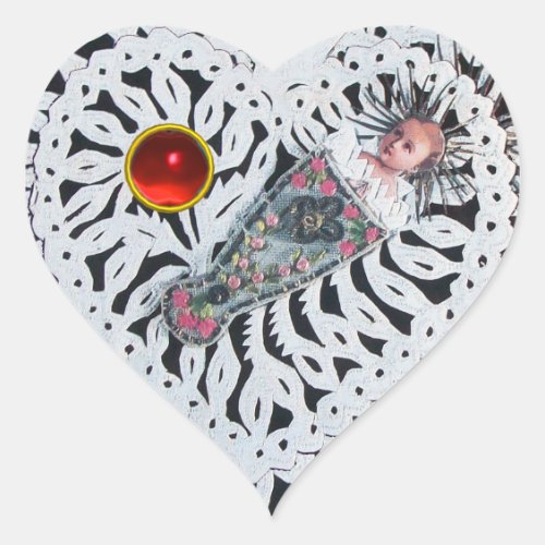 Child JesusAntique Christmas Heart Paper Carving Heart Sticker