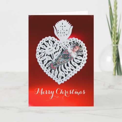 Child JesusAntique Christmas Heart Paper Carving Holiday Card