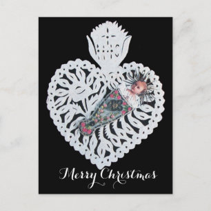 Child Jesus,Antique Christmas Heart Paper Carving Holiday Postcard