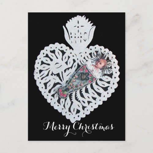 Child JesusAntique Christmas Heart Paper Carving Holiday Postcard