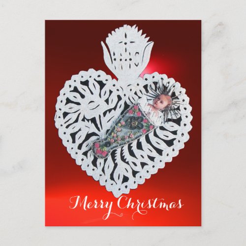 Child JesusAntique Christmas Heart Paper Carving Holiday Postcard