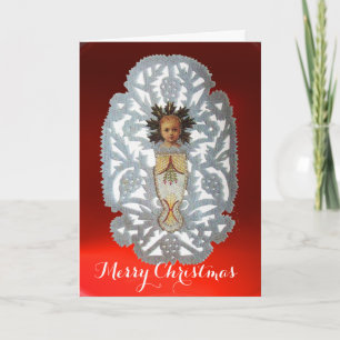 Child Jesus,Antique Christmas Paper Carving Holiday Card