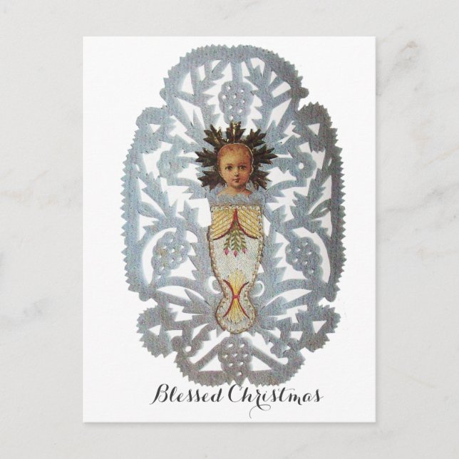 Child Jesus,Antique Christmas Paper Carving Holiday Postcard (Front)