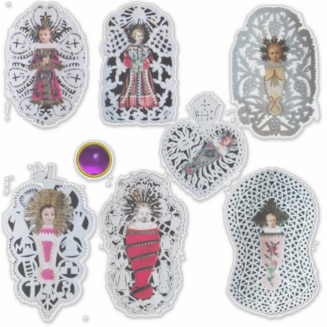 Child Jesus, Antique Christmas Paper Carvings Sticker (Front)