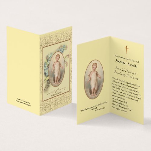Child Jesus Floral  Funeral Memorial Holy Cards