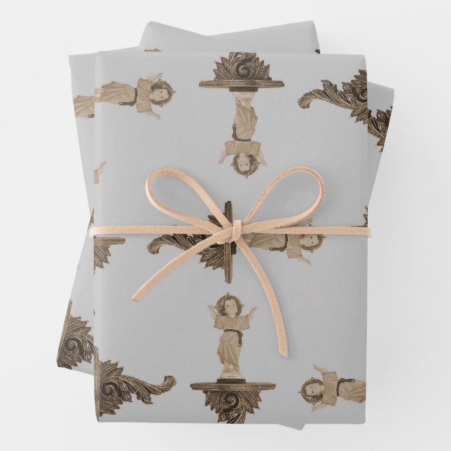 Child jesus object motif pattern wrapping paper sheets (In situ)