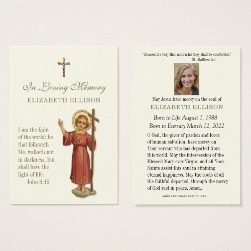 Child Jesus Scripture Funeral Prayer Card